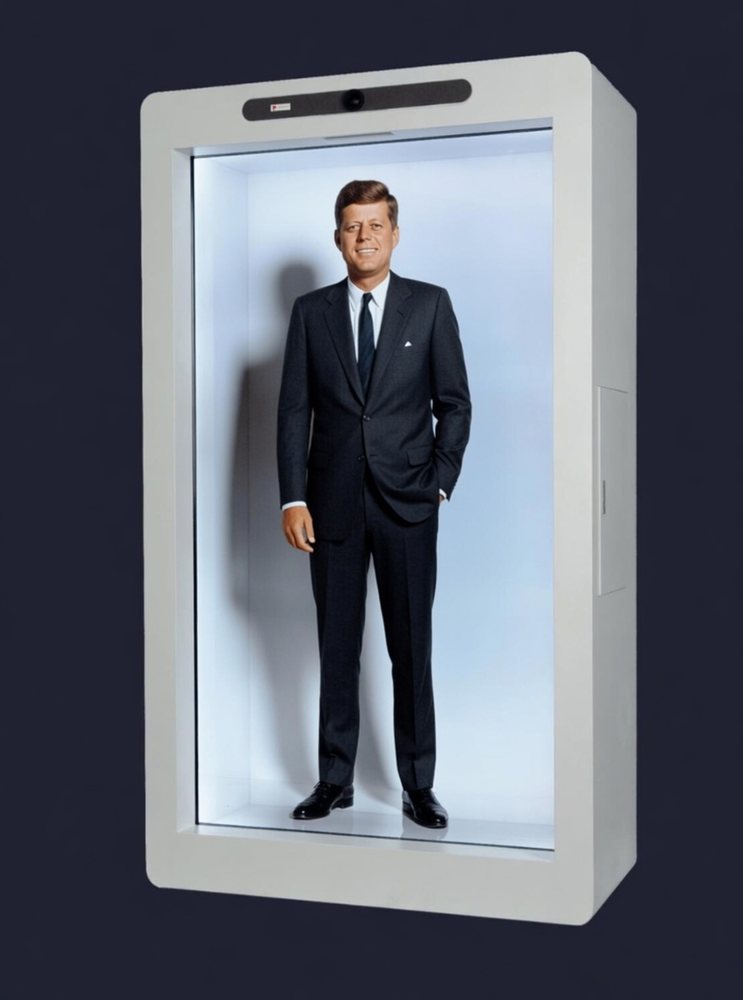 Hologram-style display of John F. Kennedy