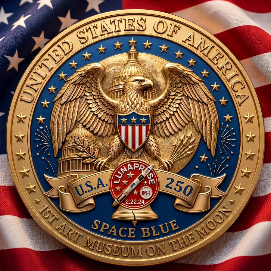 U.S.A. 250 · Lunaprise · Space Blue commemorative seal